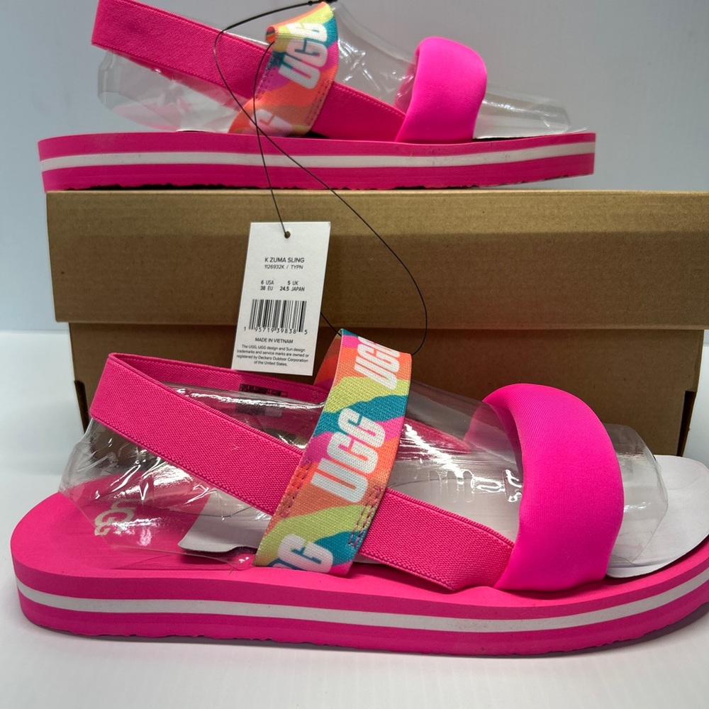 UGG Sandals K Zuma Sling pink size 6 new in box